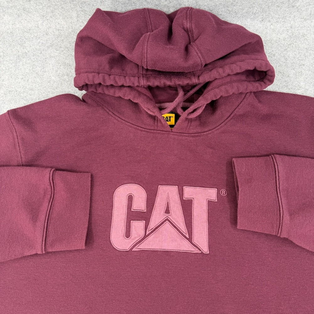 CAT Caterpillar Women's Pullover Sweater Hoodie XXL Maroon Workwear Machinery‎
